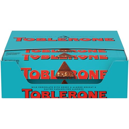 TOBLERONE Milk Chocolate Bar with Salted Caramelized Almonds, 20 Bars