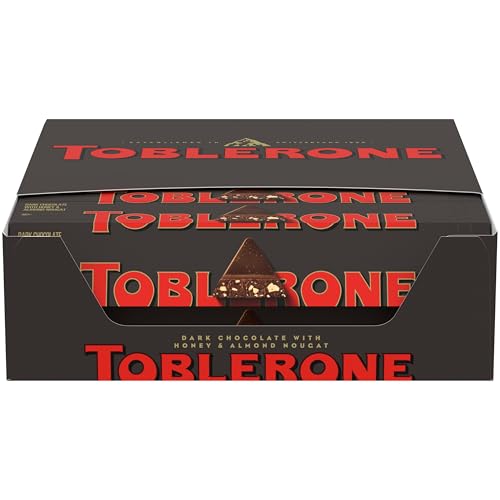 TOBLERONE Dark Chocolate Bar with Honey and Almond Nougat, 20 Bars